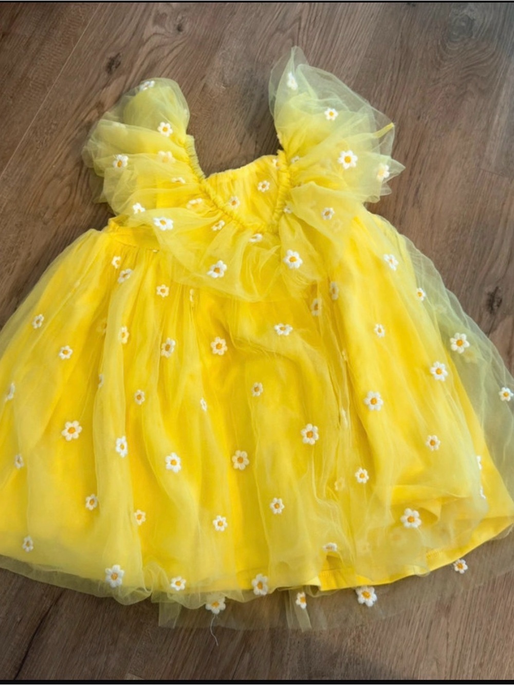 NEXT Tulle Daisy Embroidered Dress Flowy Twirly Yellow White Size 3/4 Years Girl